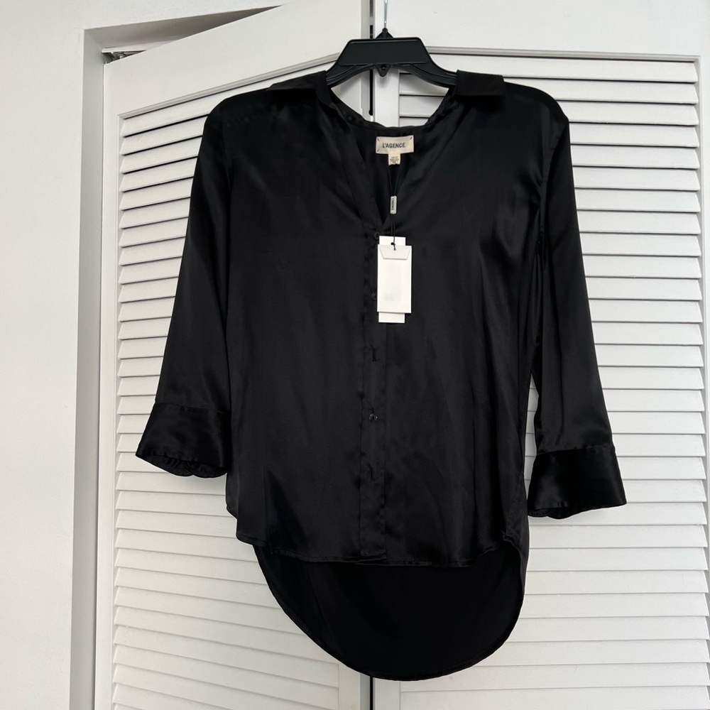 L’AGENCE Black 3/4 sleeve top; size XS